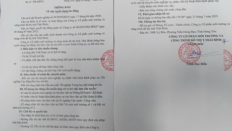 Thông báo tuyển dụng lao động